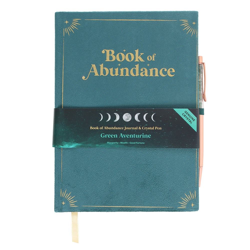 Something Different - Book of Abundance with Green Aventurine Crystal Pen Notebook - Green